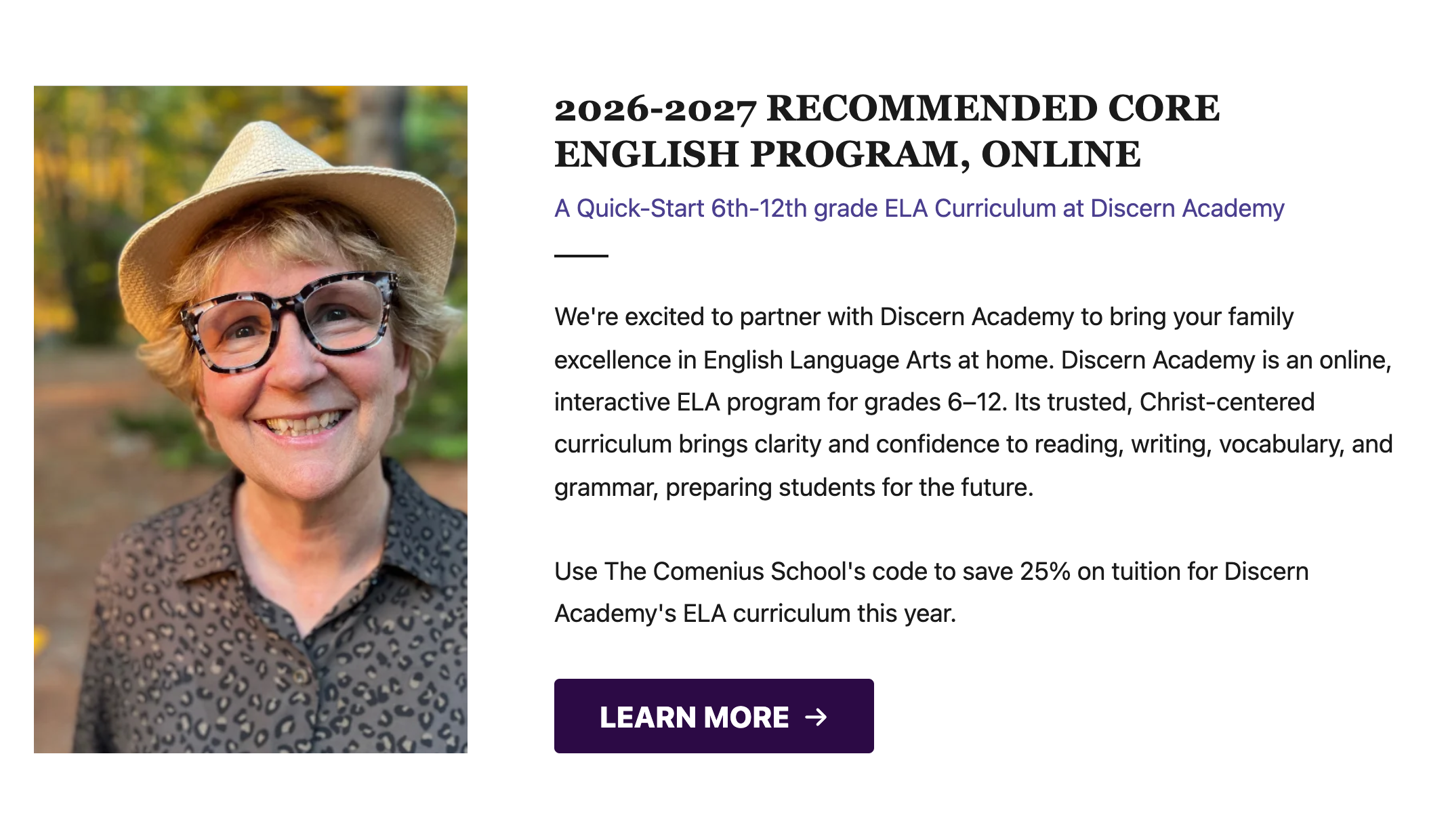 TCS Recommended Core English Program Excerpt
